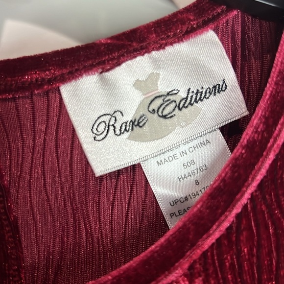 RARE EDITIONS BURGUNDY LONG SLEEVE VELVET DRESS - Picture 5 of 7